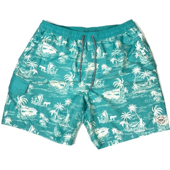 Ron Jon Surf Shop | Aqua Island Print Polyester Swim Trunks XXL - Picture 1 of 4